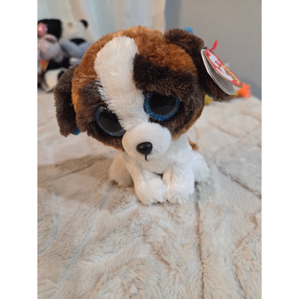 Ty Beanie Boos Duke Saint Bernard Dog Plush Brown White Blue Eyes 6 inch